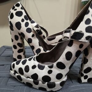 Black & White Polka Dot Mary Jane Platform Heels